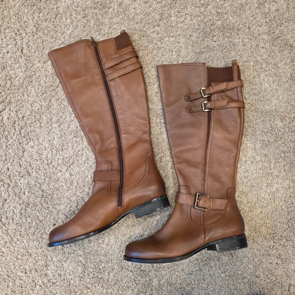 NWT Naturalizer Jessie zip up riding boots in cinnamon sz 9.5
